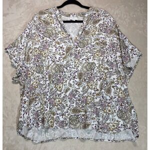 J. Jill XL Paisley Floral Blouse Women Lightweight Boho Flowy V-Neck Top